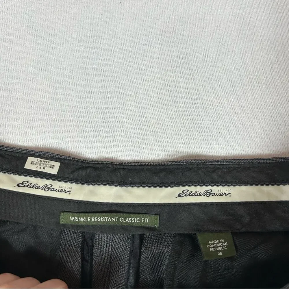 Eddie Bauer Vintage Pleated Wool Slacks Men’s 38 Elastic Waist Slash Pocket